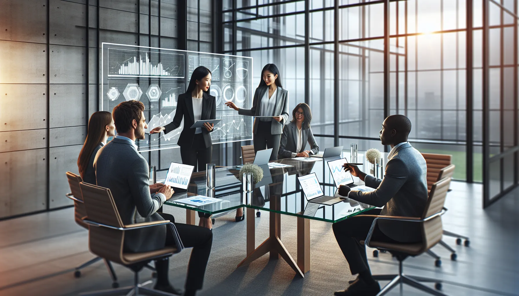 diverse team collaborating in a modern office setting.
