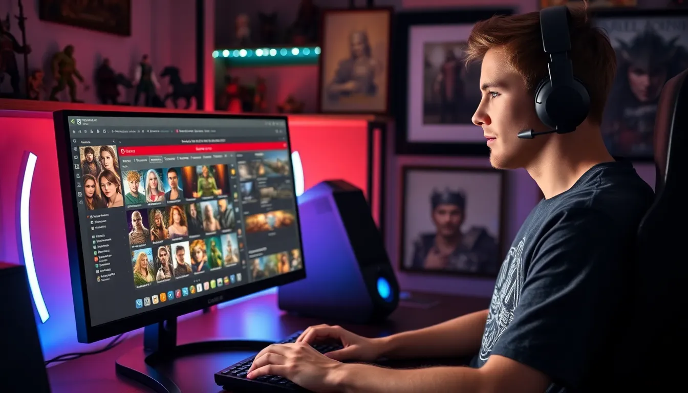 A young man using Ck2generator on his computer in a gaming setup.