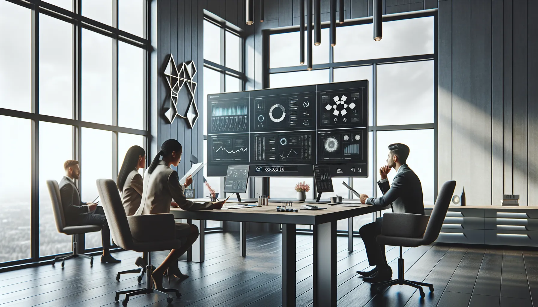 diverse technicians troubleshooting component issues in a modern office