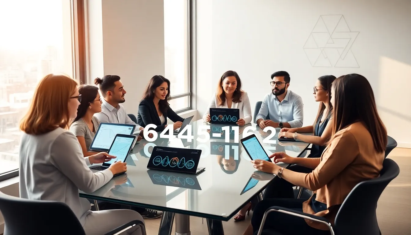 diverse team discussing numerology in a modern office setting.