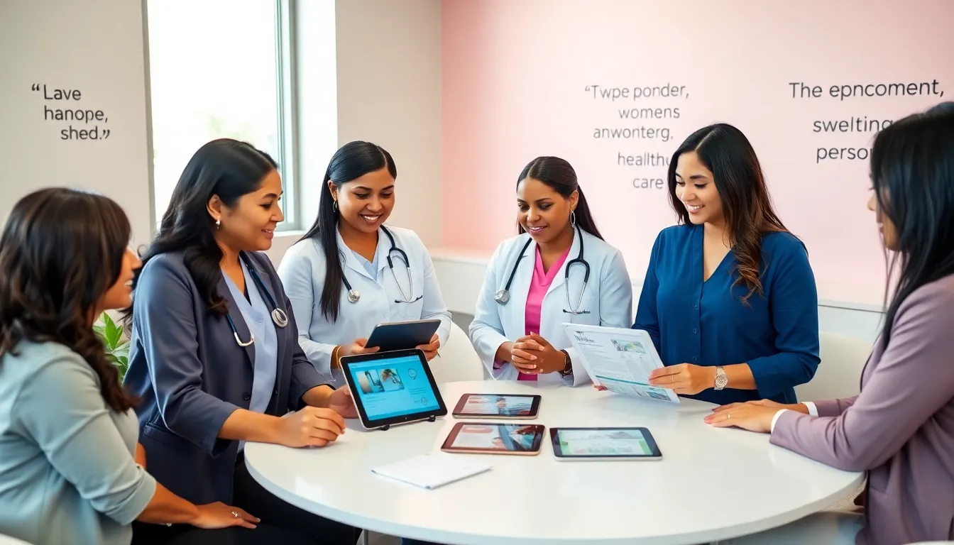 diverse healthcare team collaborating in a modern clinic.