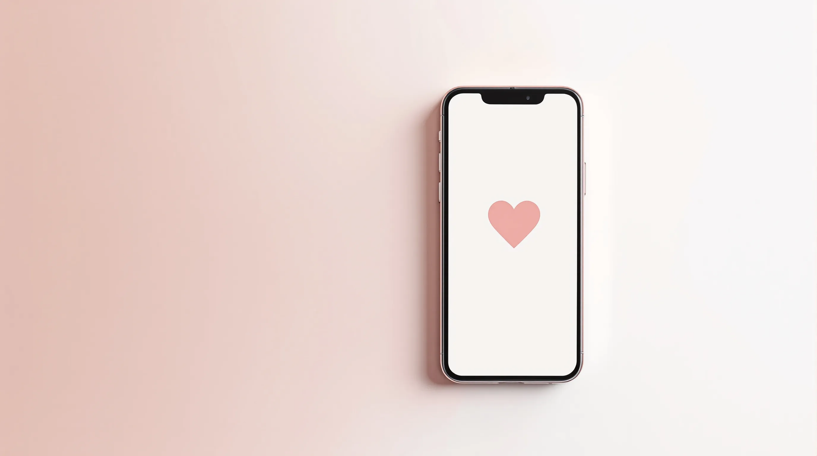 Minimalist smartphone outline with simple heart icon on clean white background.