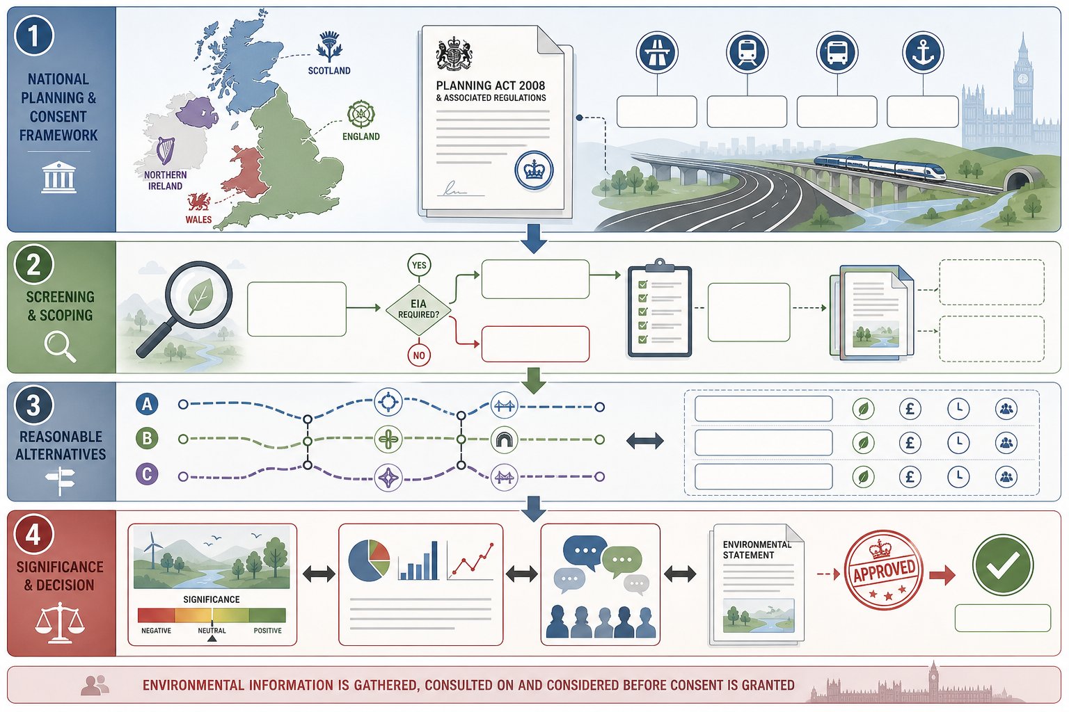 UK transport environmental impact assessment legal process from screening to decision.