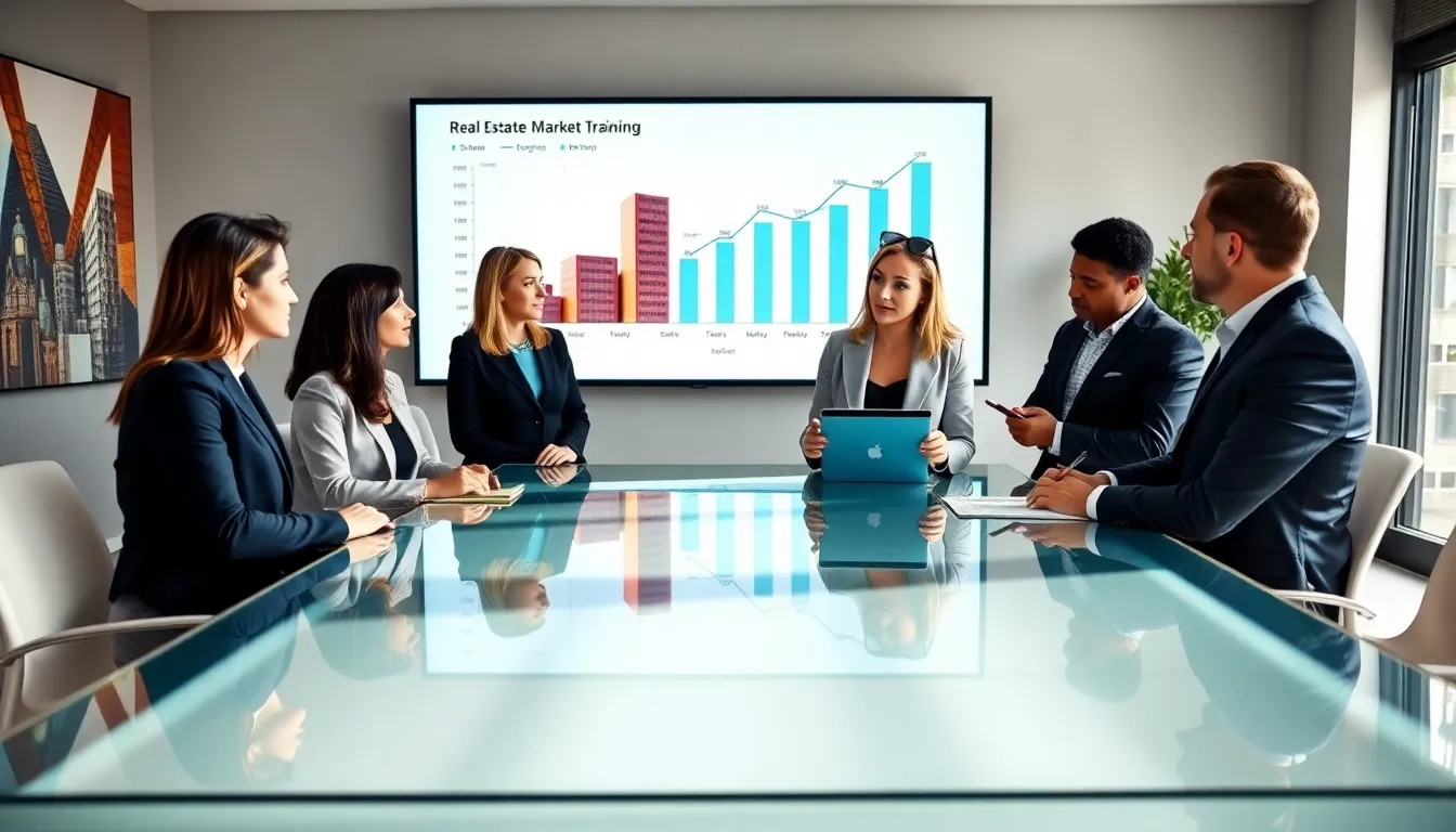 diverse professionals in a modern conference room discussing real estate investing.