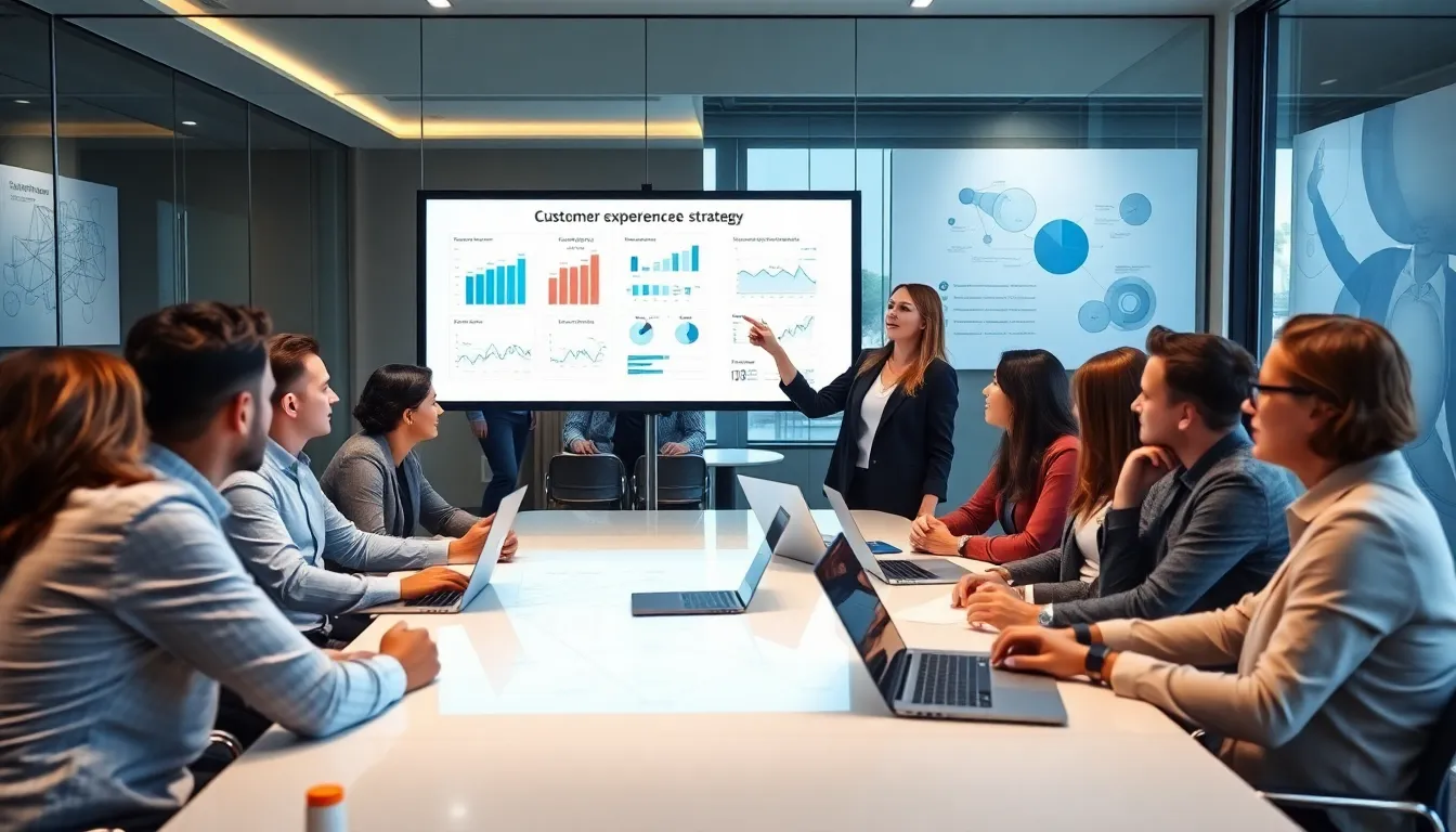 diverse team strategizing in a modern office on digital innovation.