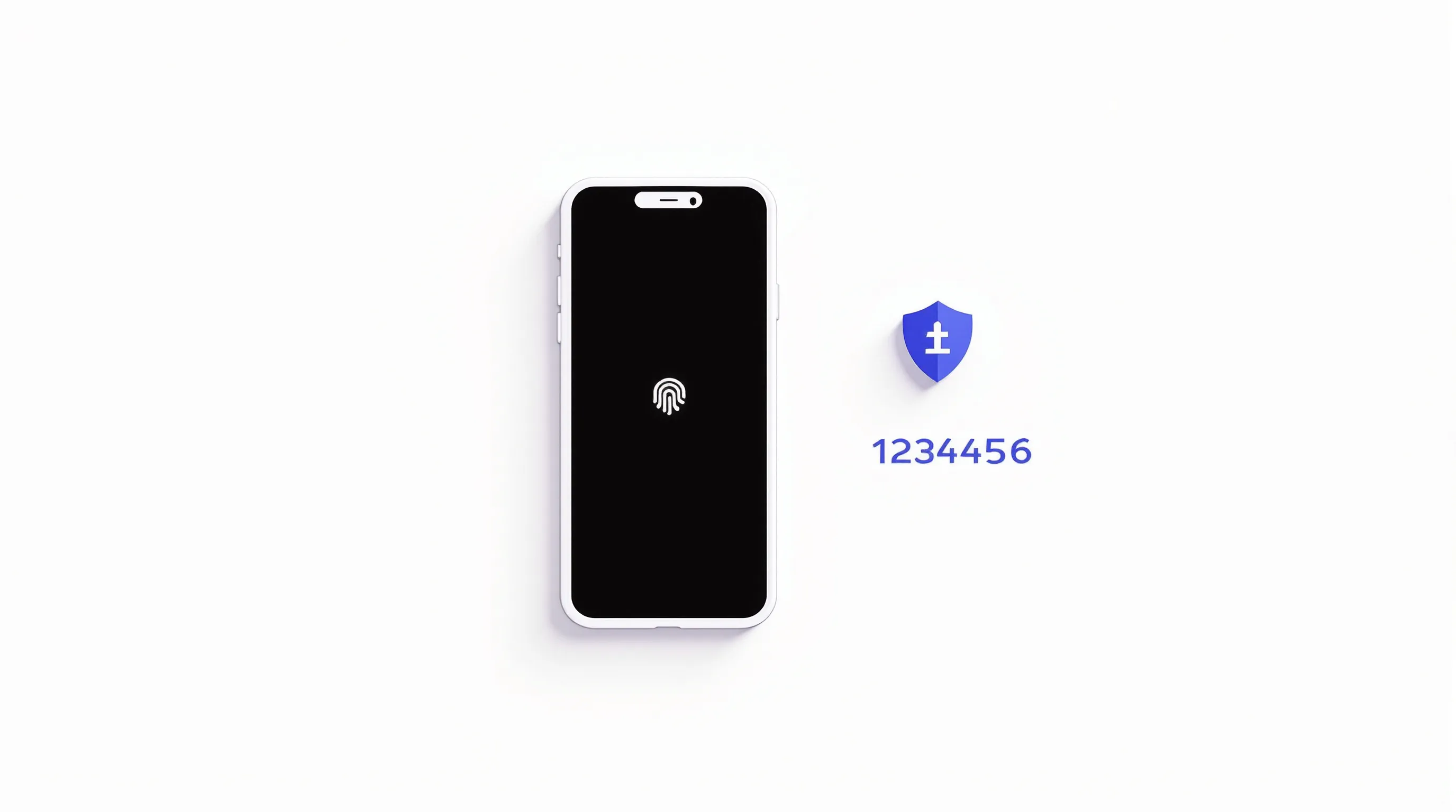 Smartphone with shield icon and security code representing two-factor authentication.