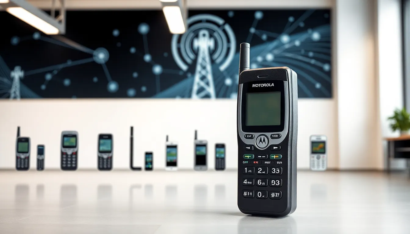 historical evolution of mobile phones from early models to modern smartphones.