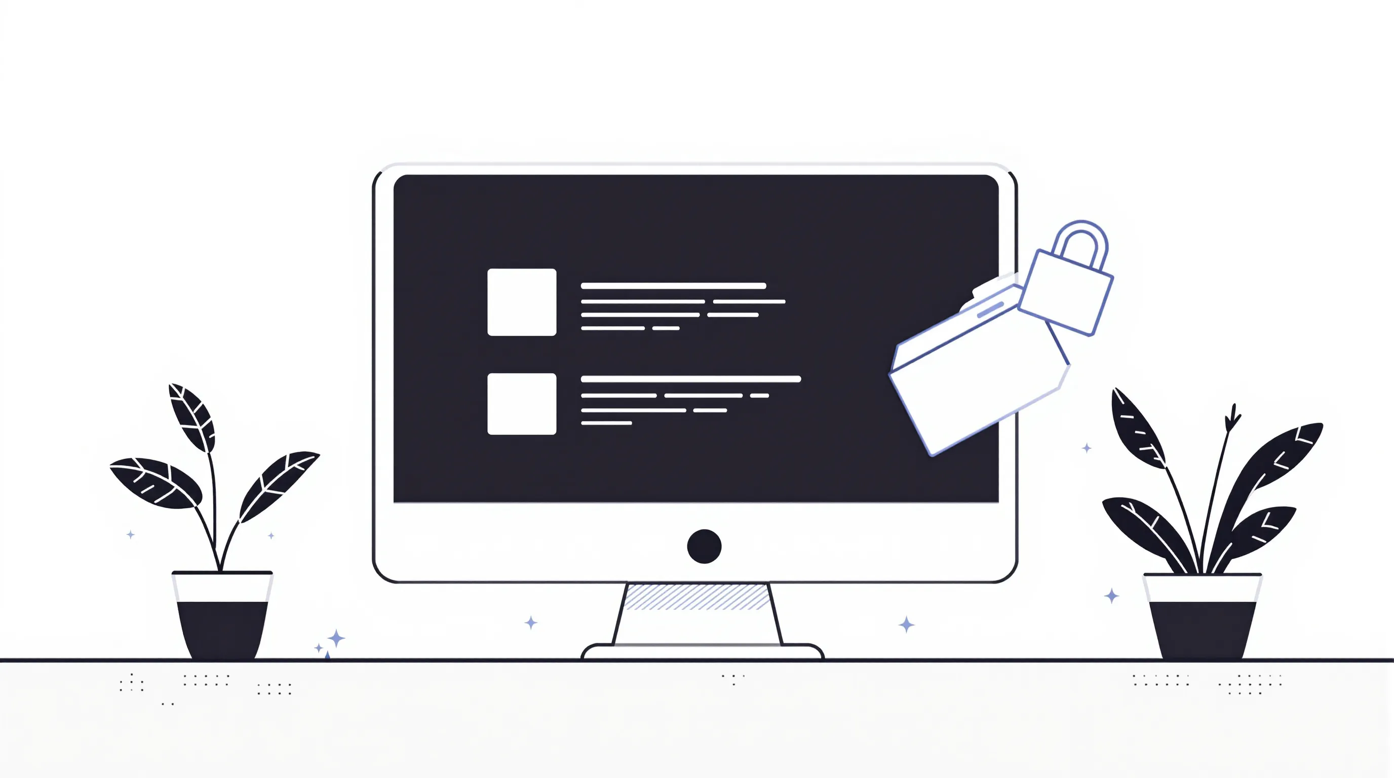 Computer screen with plugin boxes, one being removed in minimal flat design.