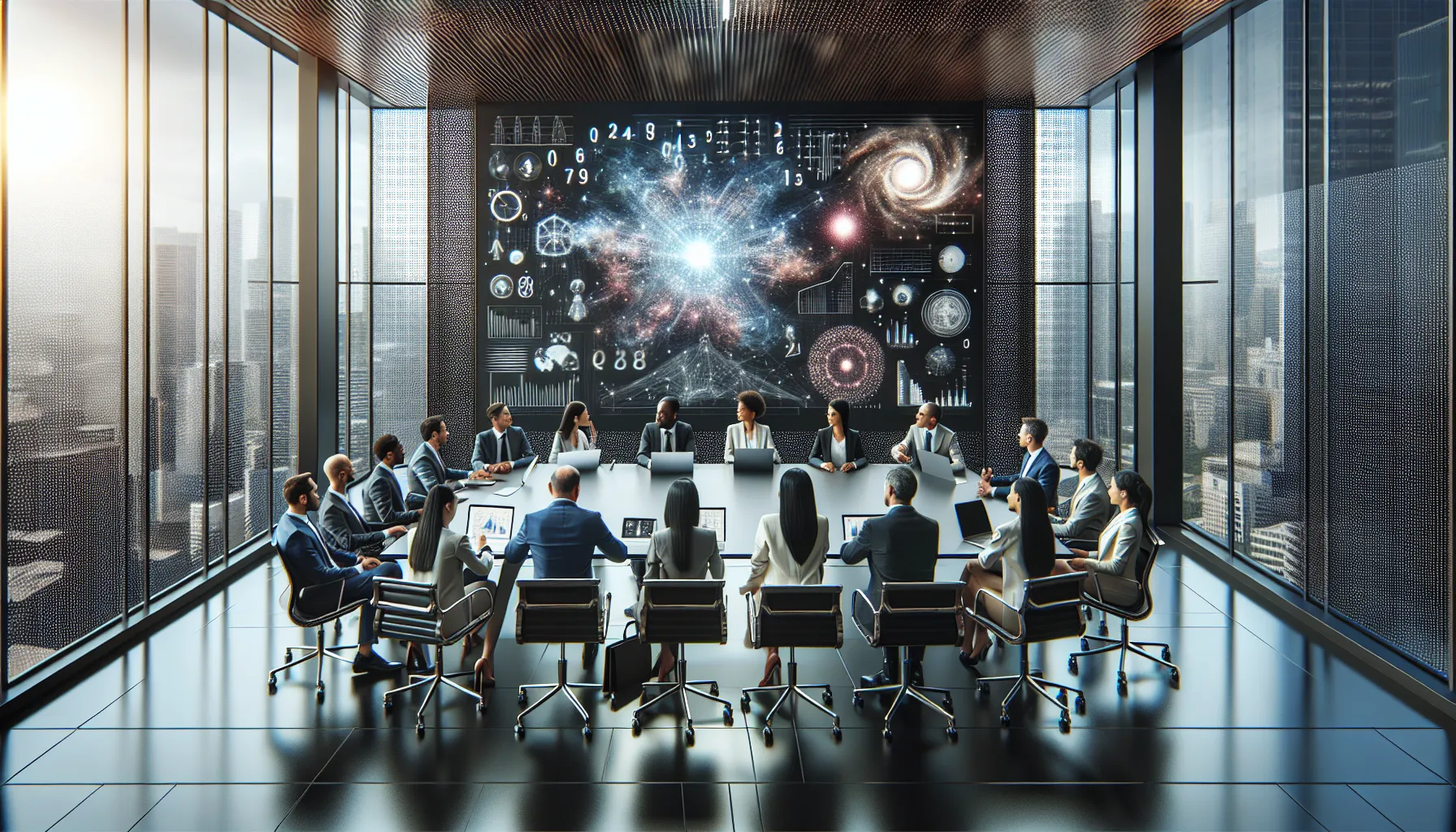 diverse team discussing numerical significance in a modern office.