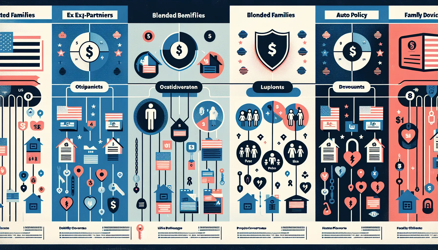 chart showing four insurance issues for blended families in the US