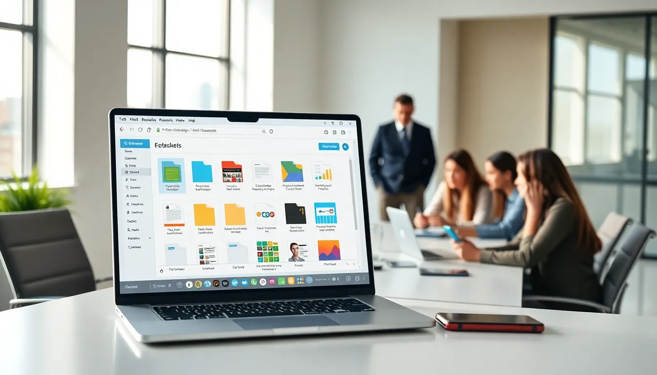 diverse professionals collaborating in a modern digital workspace.