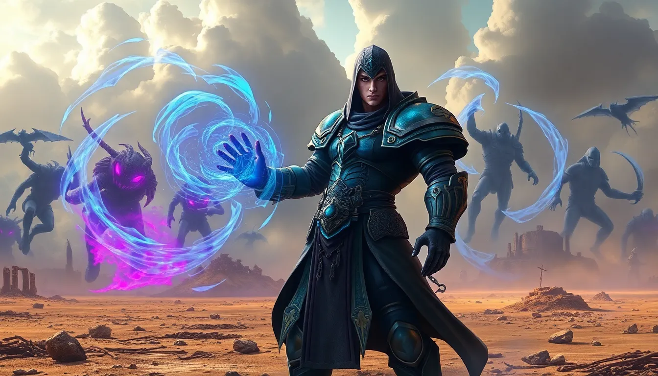 Battle Psyker using psychic powers to defend against Daemons.