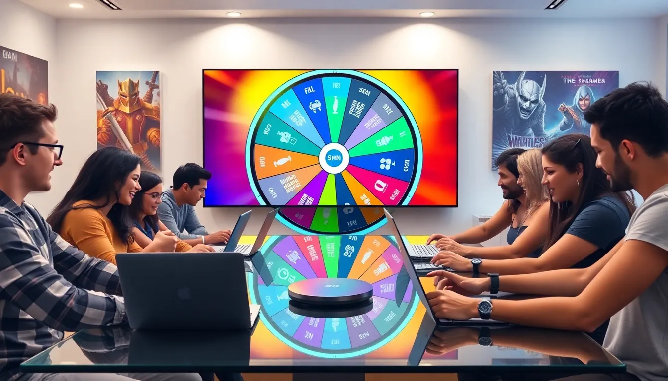 diverse group of gamers using ck2generator in a modern workspace.