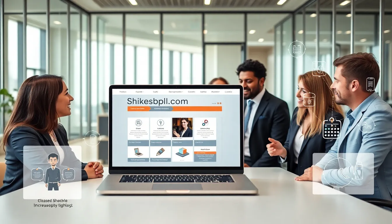 professionals discussing Shkesbpl.com in a modern office setting.