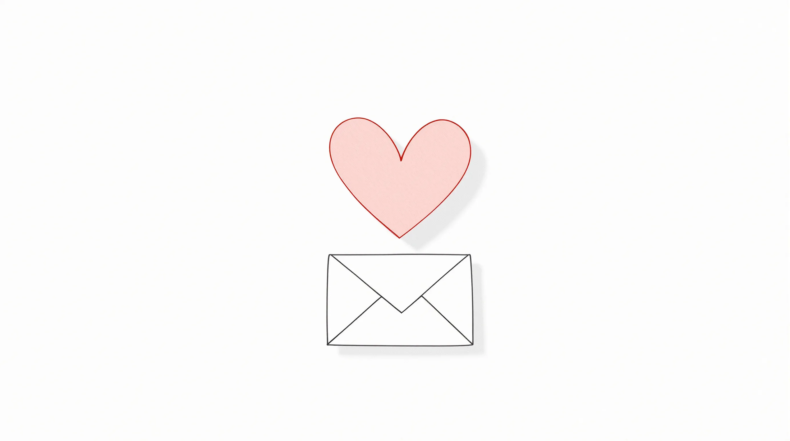 Minimalist heart above envelope symbolizing heartfelt birthday wishes and emotional connection.