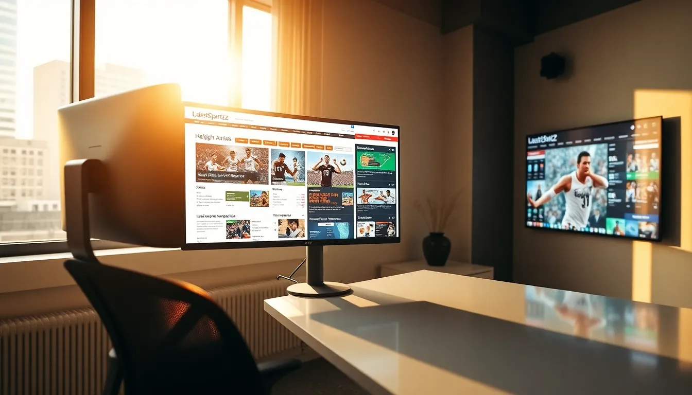 a digital workspace showing LatestSportsBuzz archive on a computer screen.
