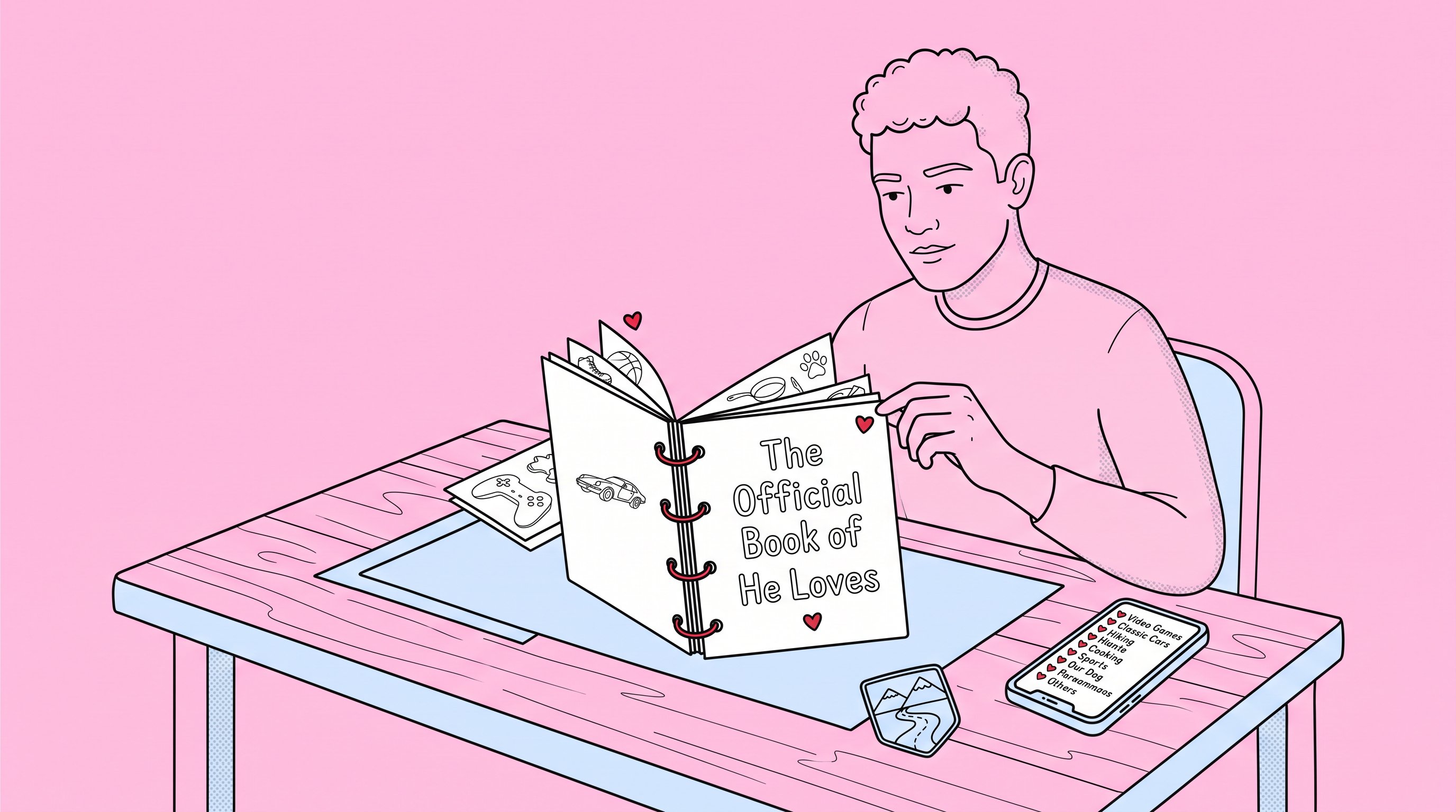A personalized coloring book filled with a boyfriend’s favorite hobbies and memories.