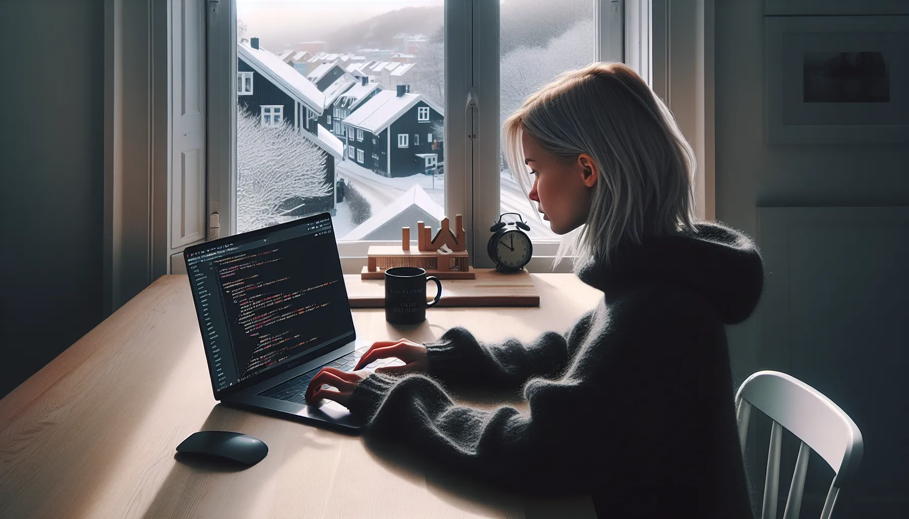 Norwegian developer coding a custom wordpress membership plugin on a laptop.