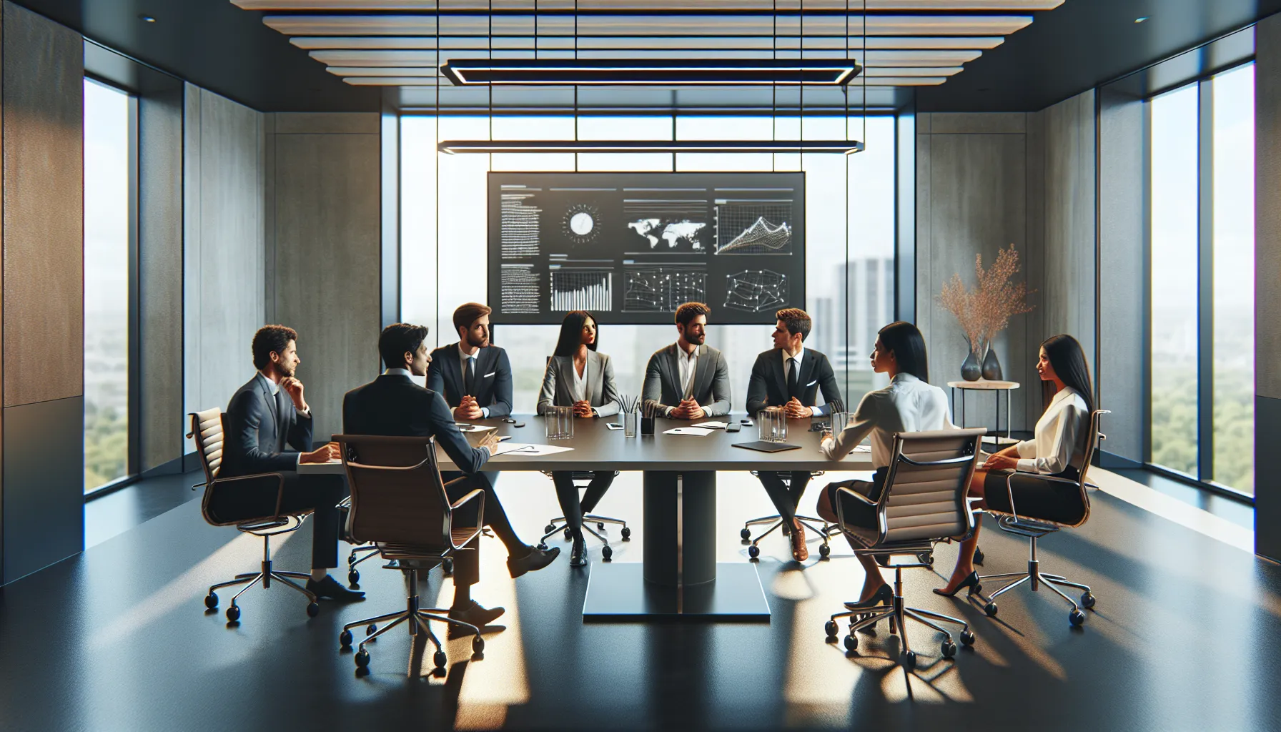 diverse professionals collaborating in a modern workspace.