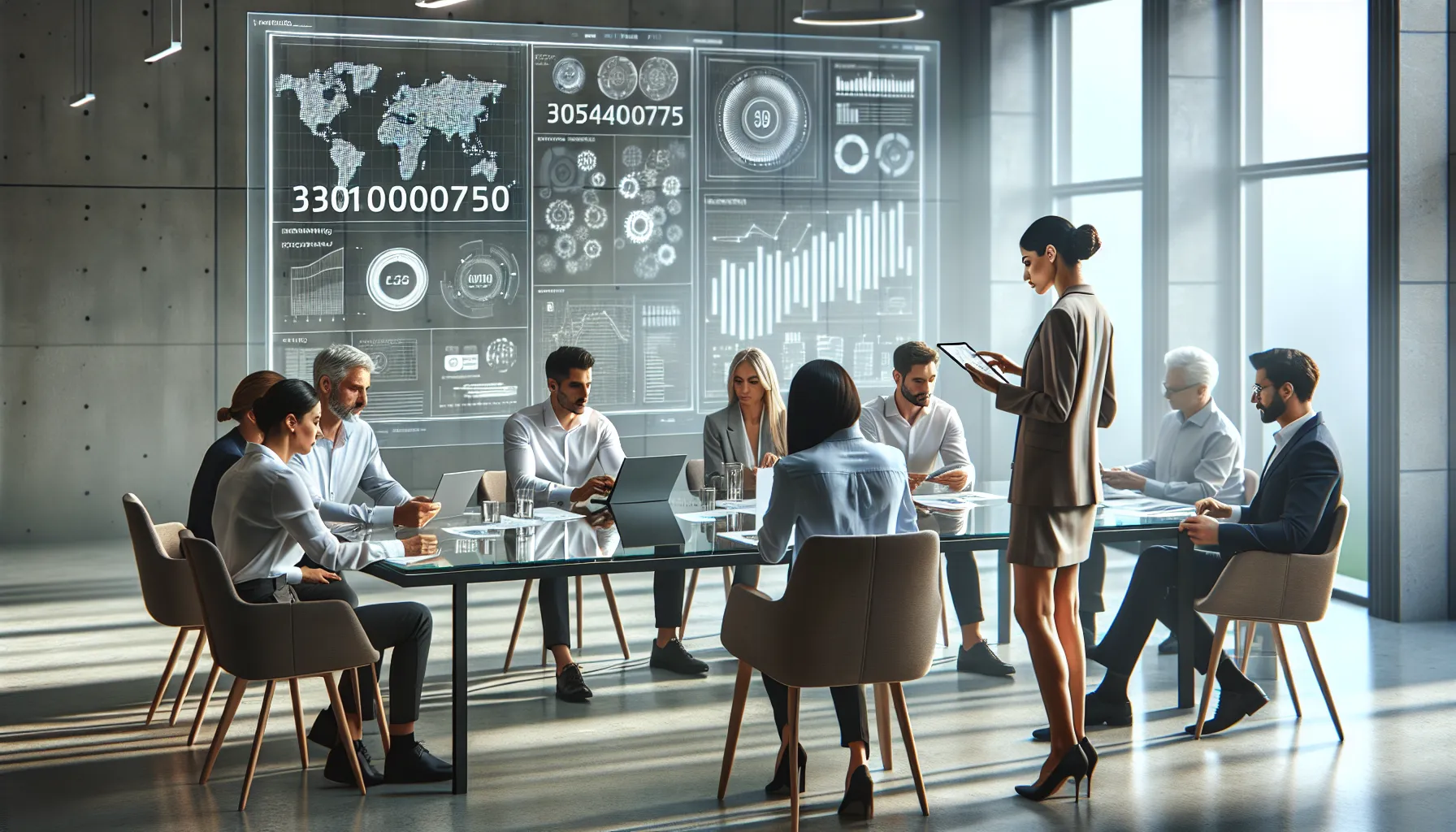 diverse team discussing applications of a technical identifier in an office.