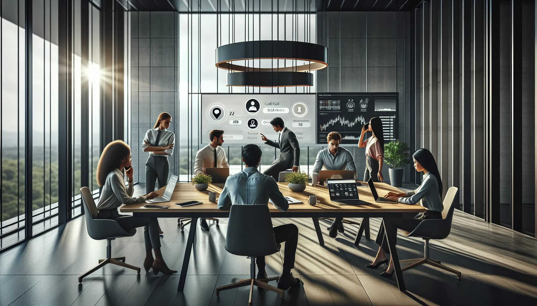 diverse team discussing call identification strategies in an office.