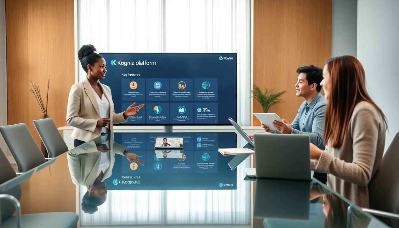 team collaborating in a modern office, showcasing Kogniz platform features.