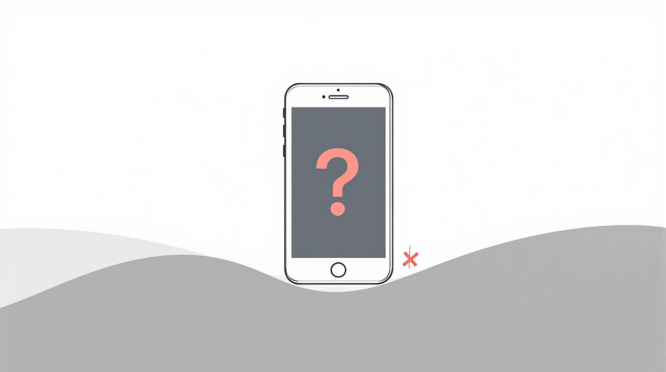 Minimalist smartphone with question mark icon representing Revolut service limitations and concerns.