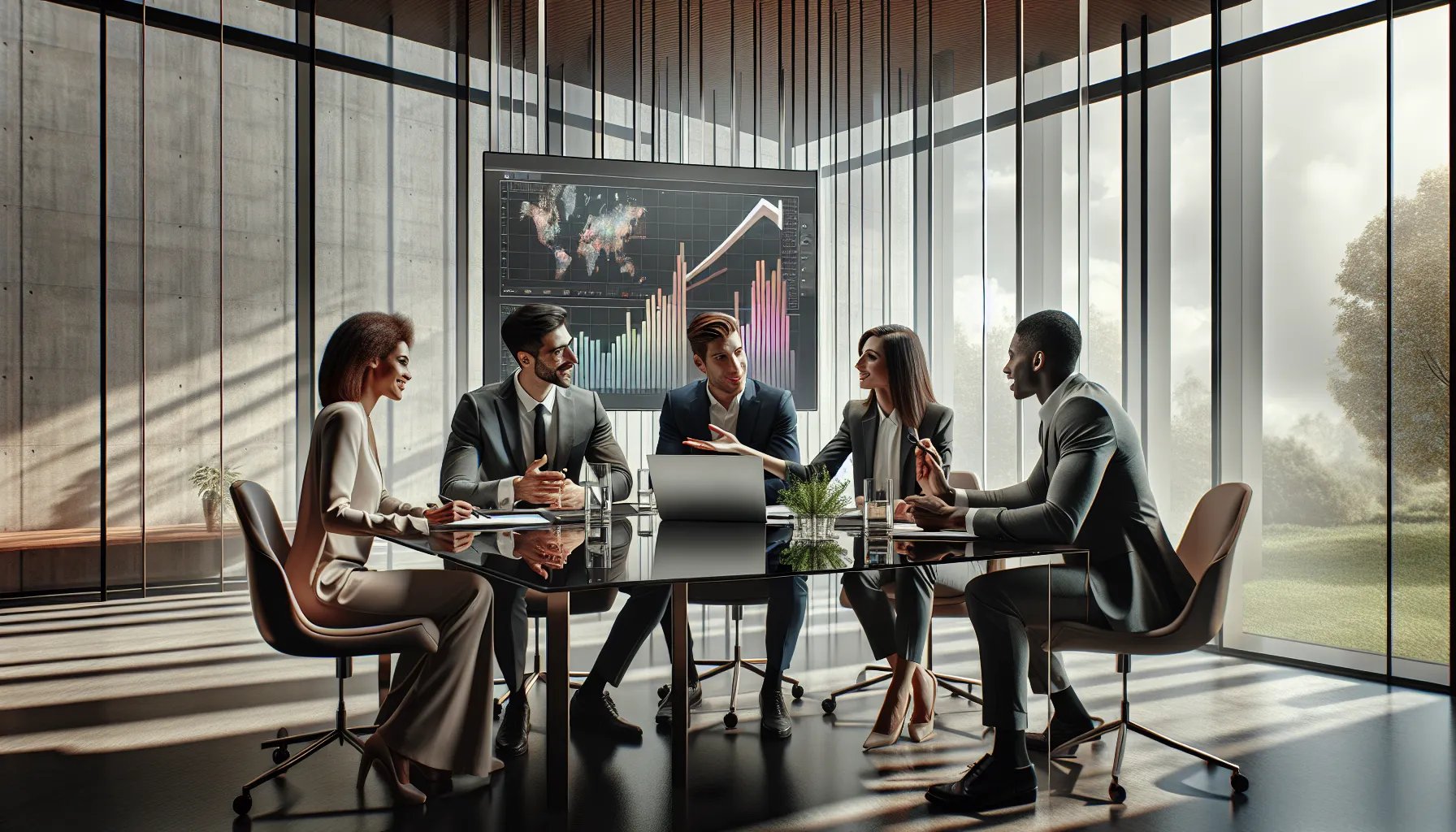 professionals discussing software upgrades in a modern office.