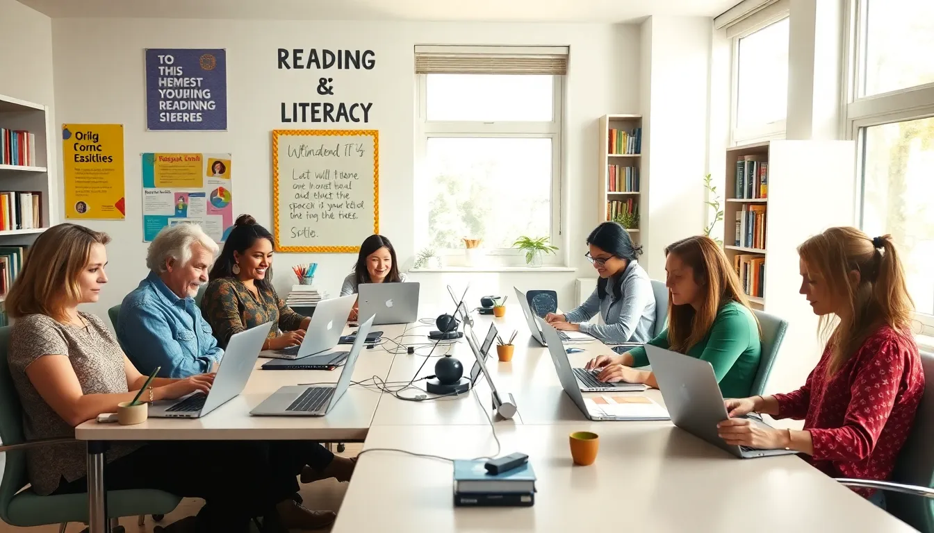 educators participating in an online class about reading and literacy.