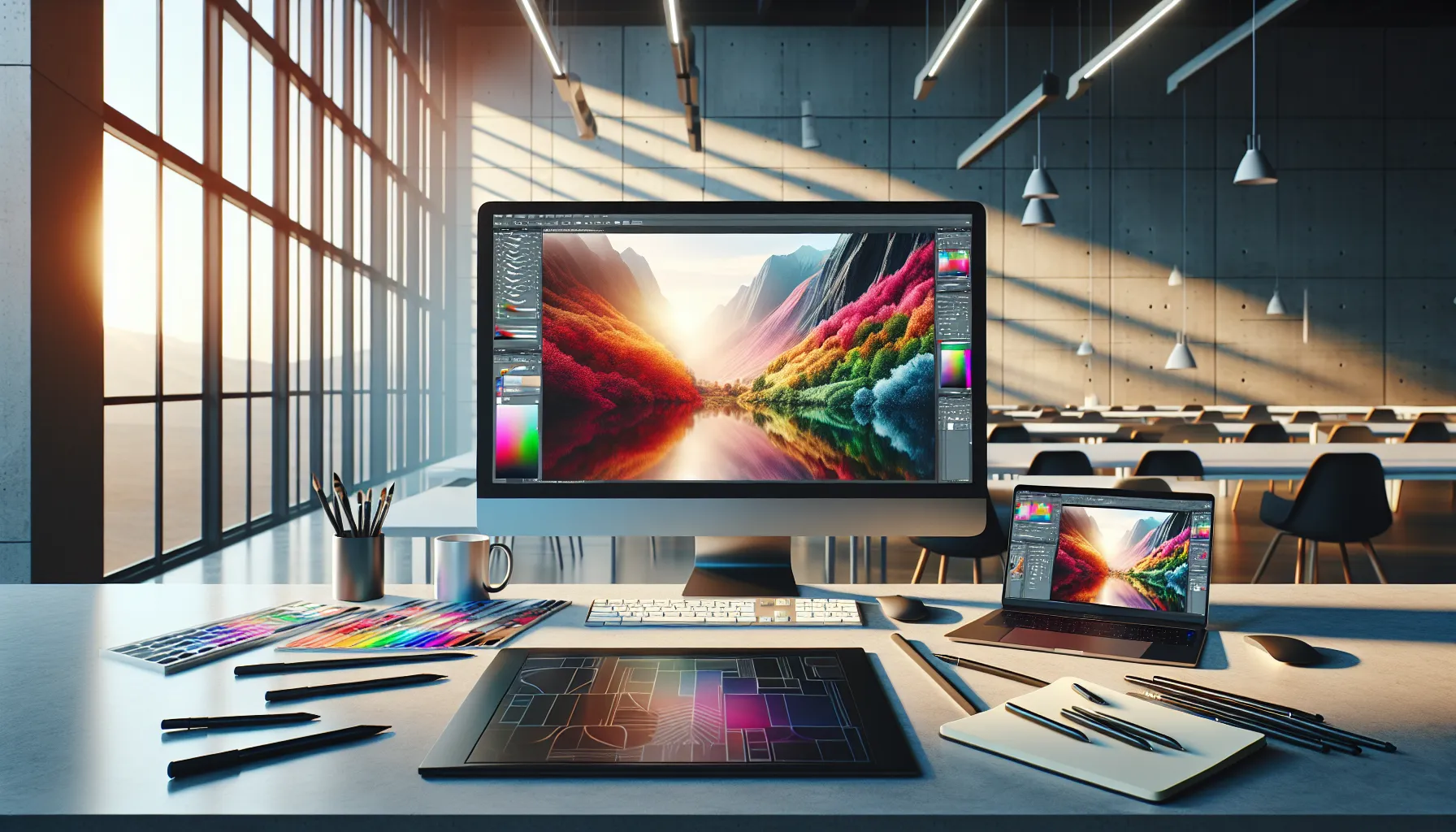 A workspace showing JPEG and PNG image formats compared on a computer screen.