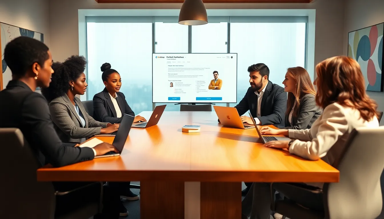 diverse team discussing car rental strategies in a modern office.