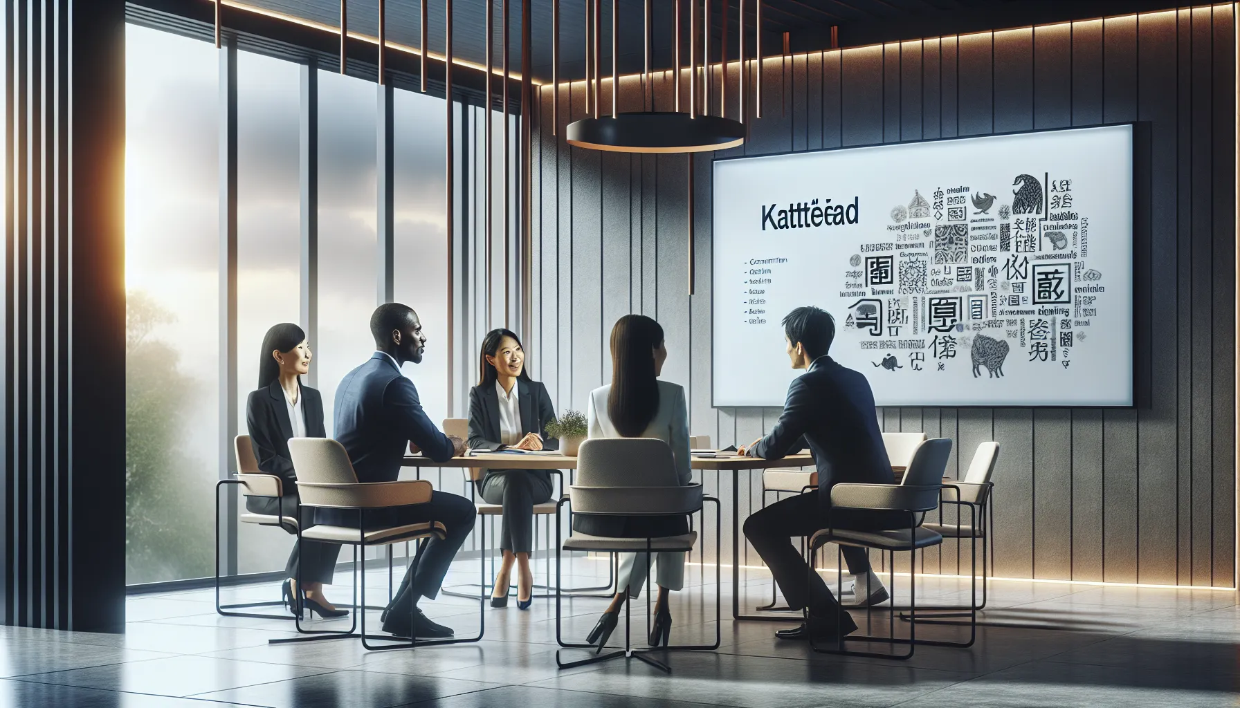 diverse team discussing cultural concepts in a modern office.