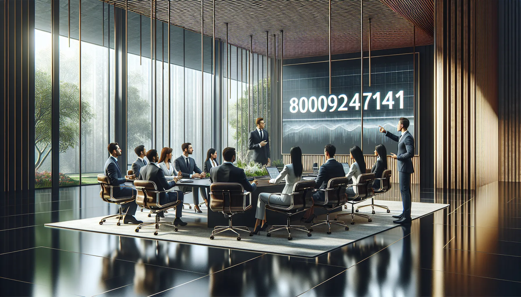 diverse team discussing toll-free number in a modern office.