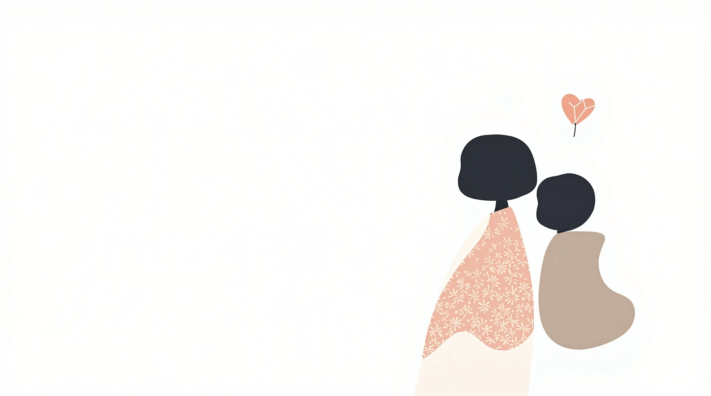 Two simple female silhouettes embracing, symbolizing sisterly bond and birthday celebration.