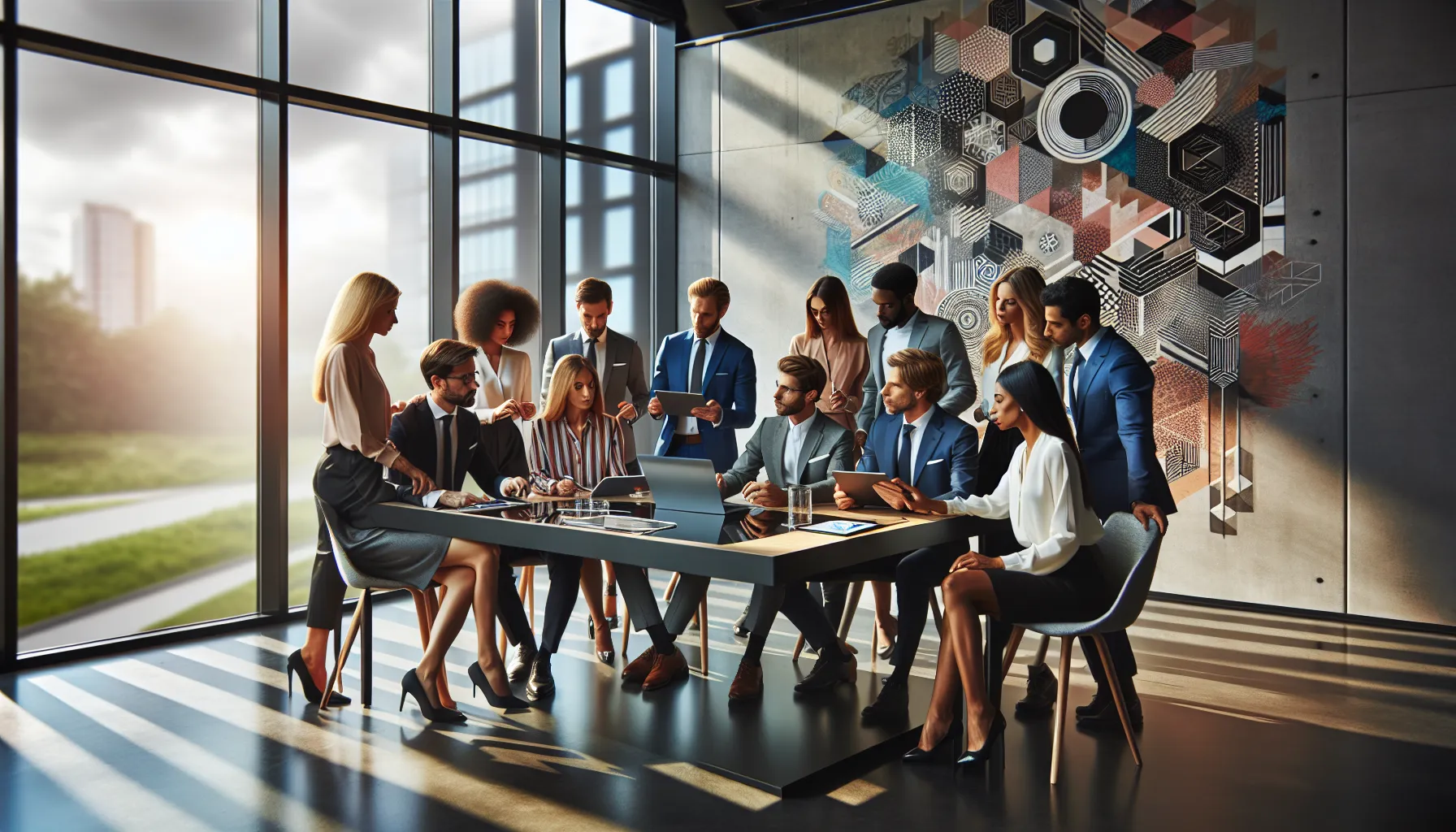 diverse professionals collaborating on digital initiatives in a modern office.