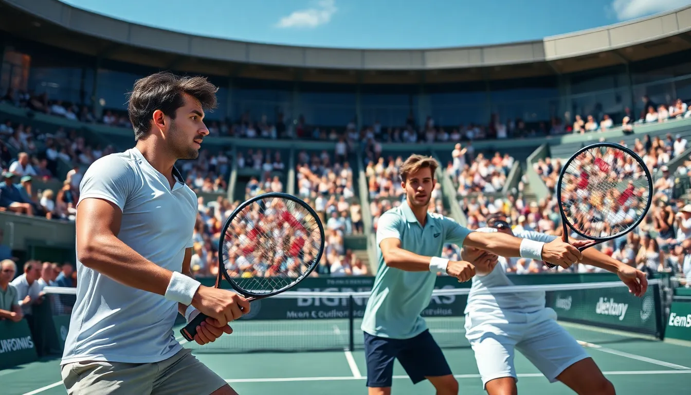 tennis players competing in an exciting Grand Slam match.