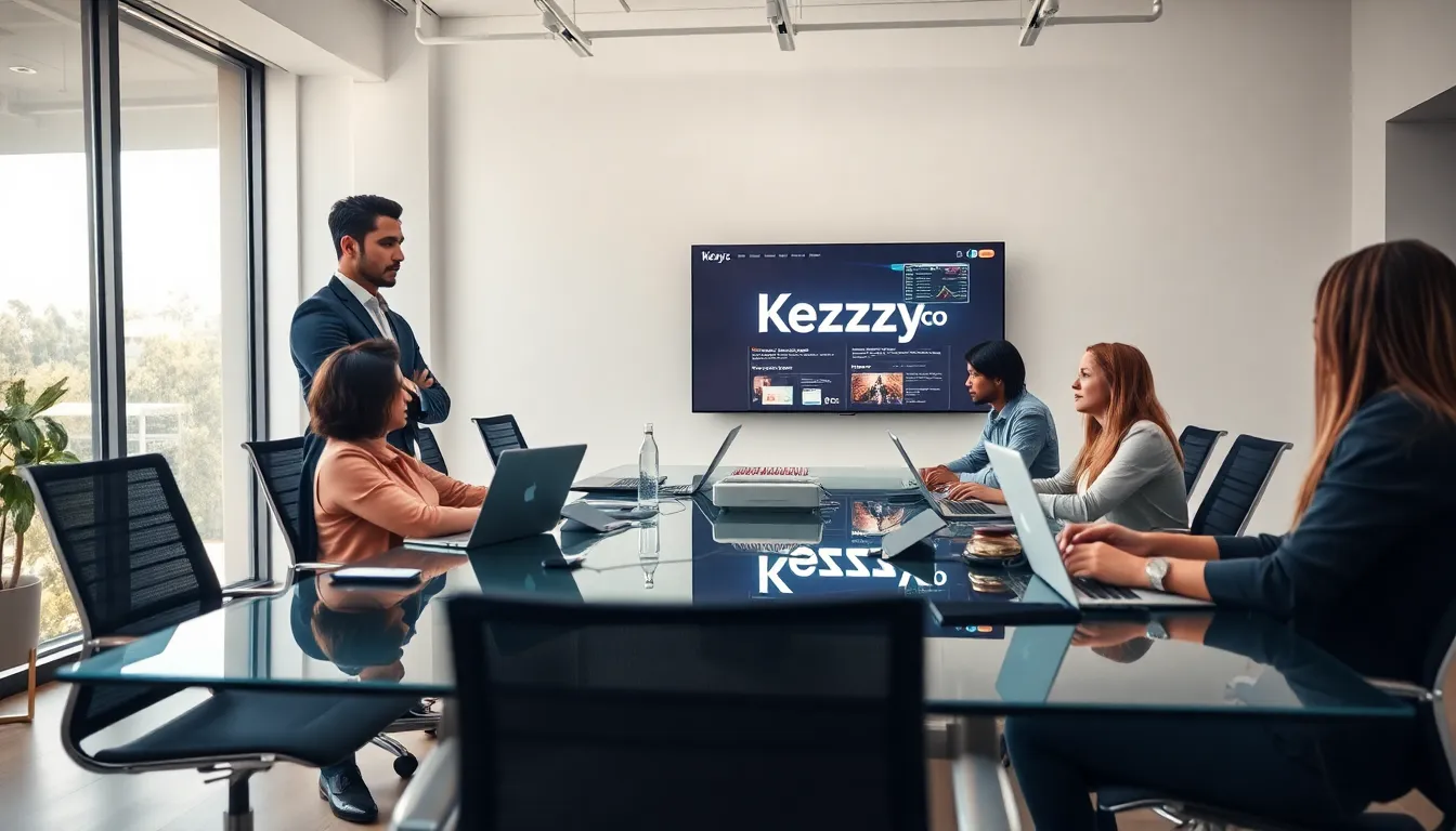 Benjamin leading a discussion in a modern tech editorial office.
