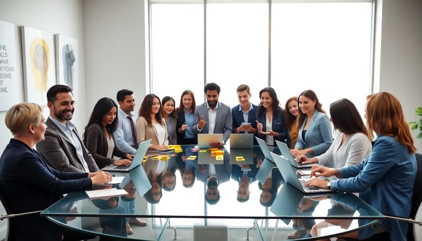 diverse group of entrepreneurs collaborating in a modern office.