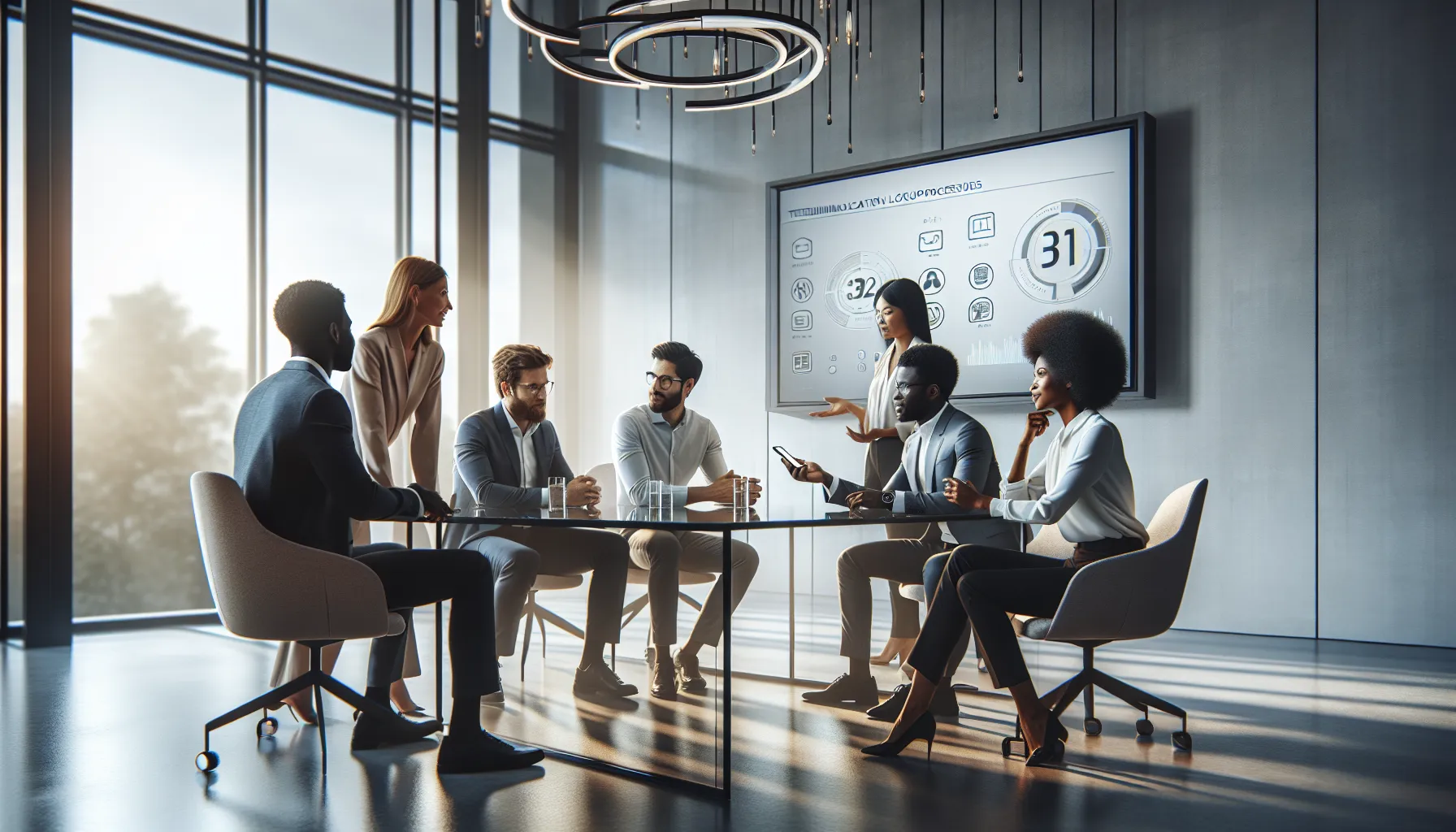 professionals discussing unknown phone numbers in a modern office.