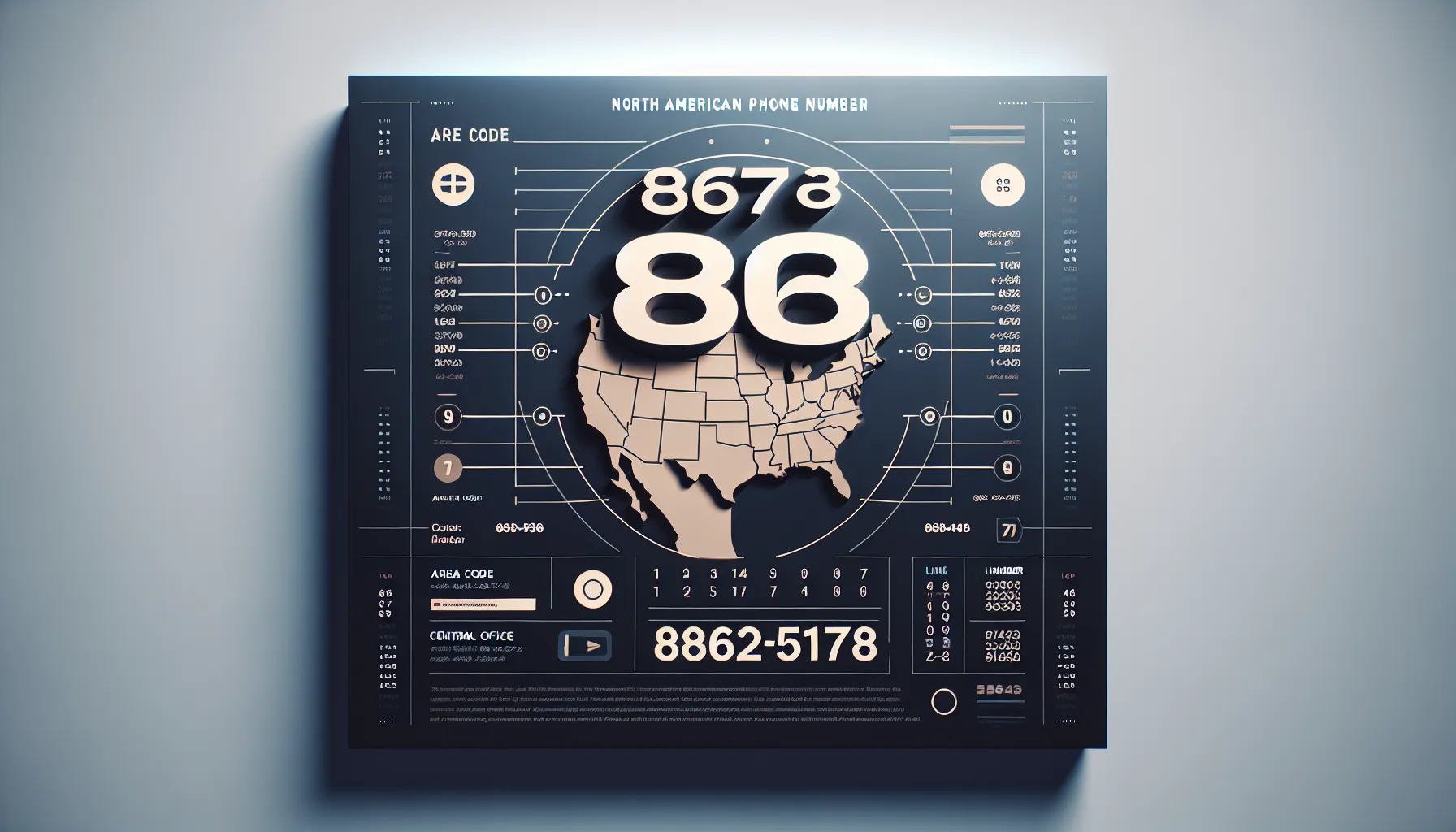 illustration of a structured North American phone number.