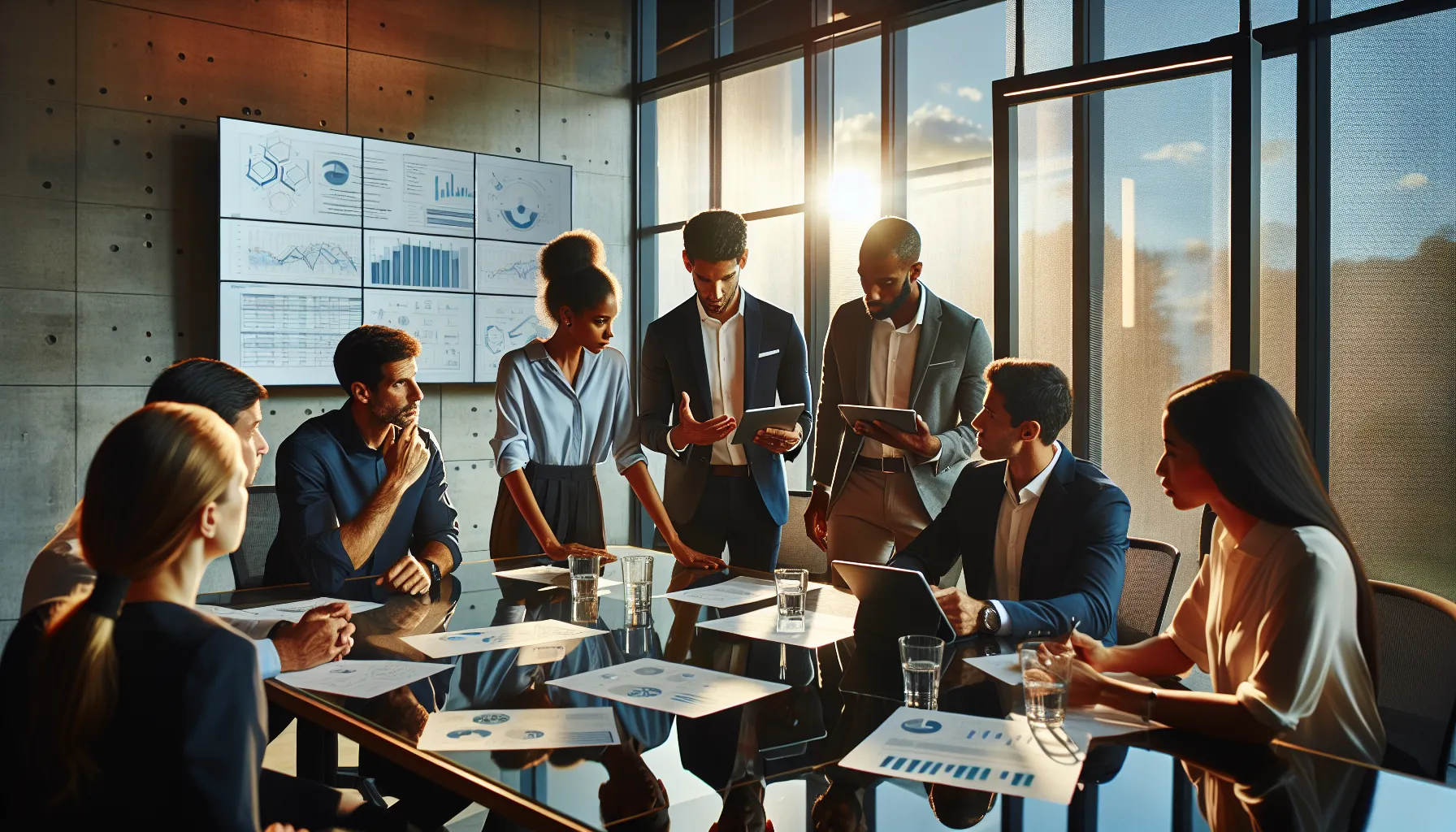 diverse team discussing vfrcvfhrtn implementation challenges in an office.