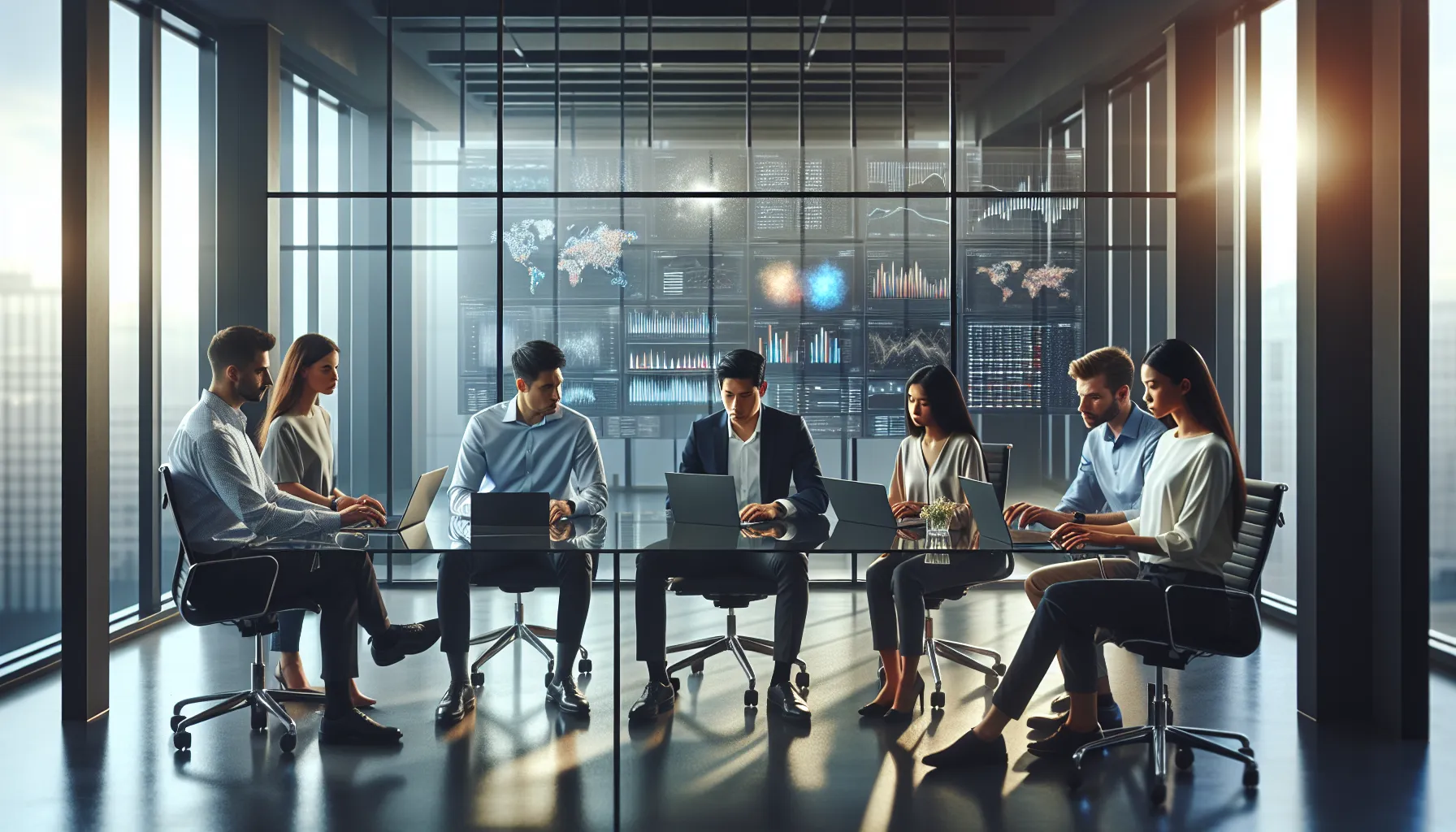 diverse data analysts working together in a modern office.