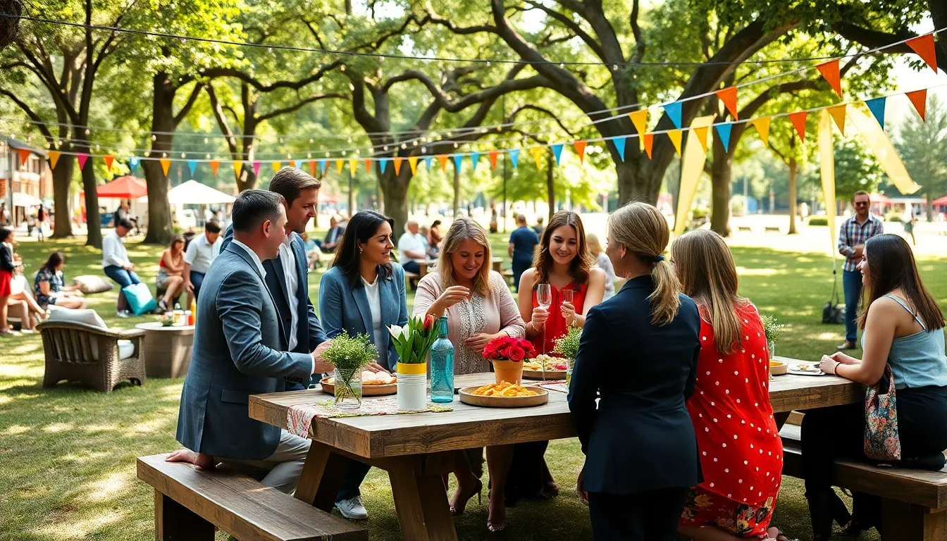 diverse group enjoying a budget-friendly outdoor event in a park.