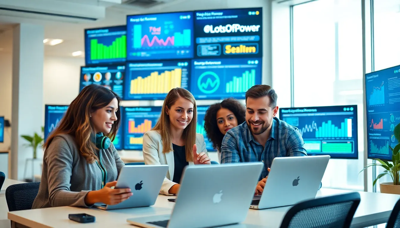 diverse team collaborating in a modern digital workspace.