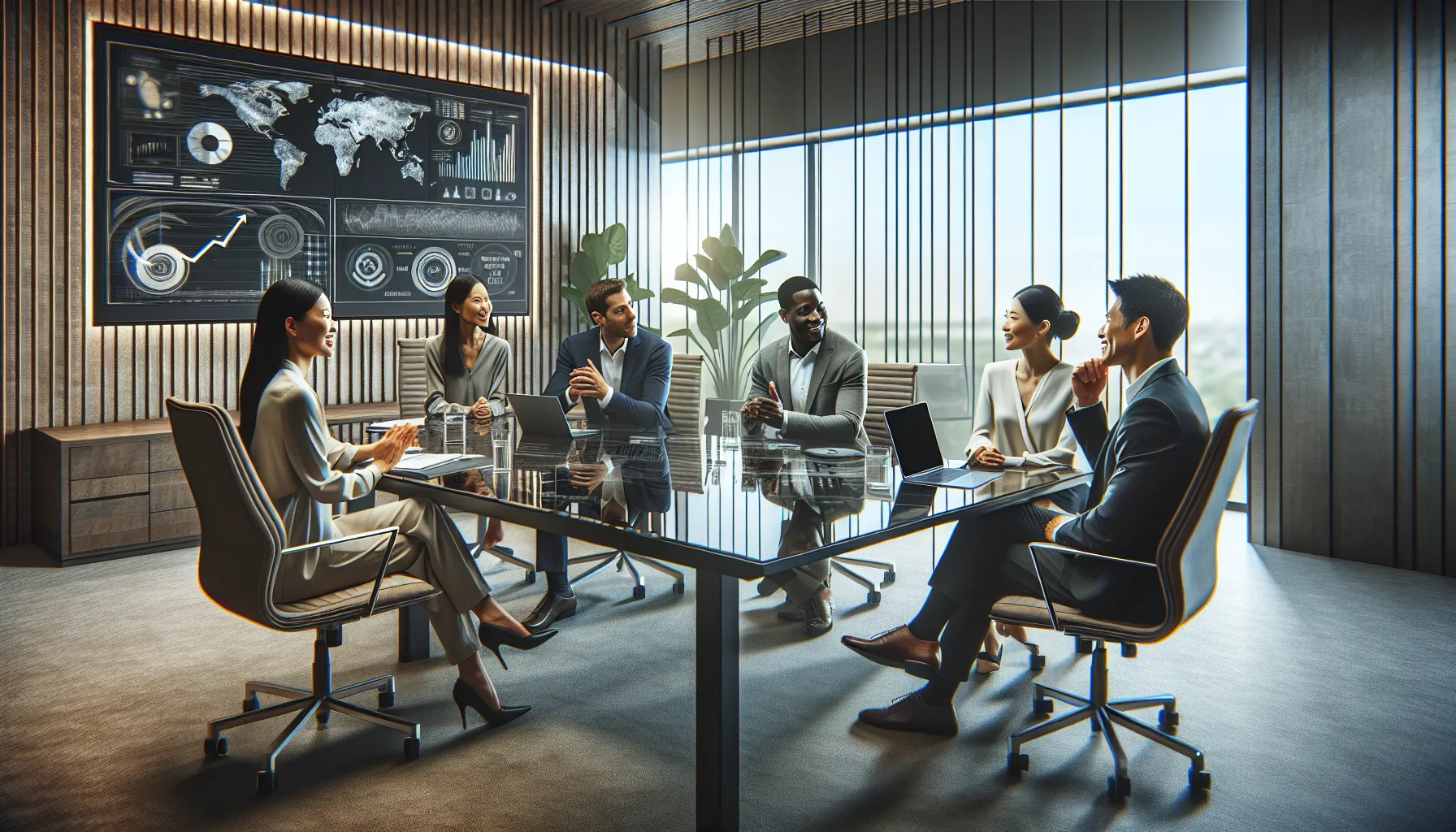 diverse team discussing ethical challenges of vjlbdj in a modern office.