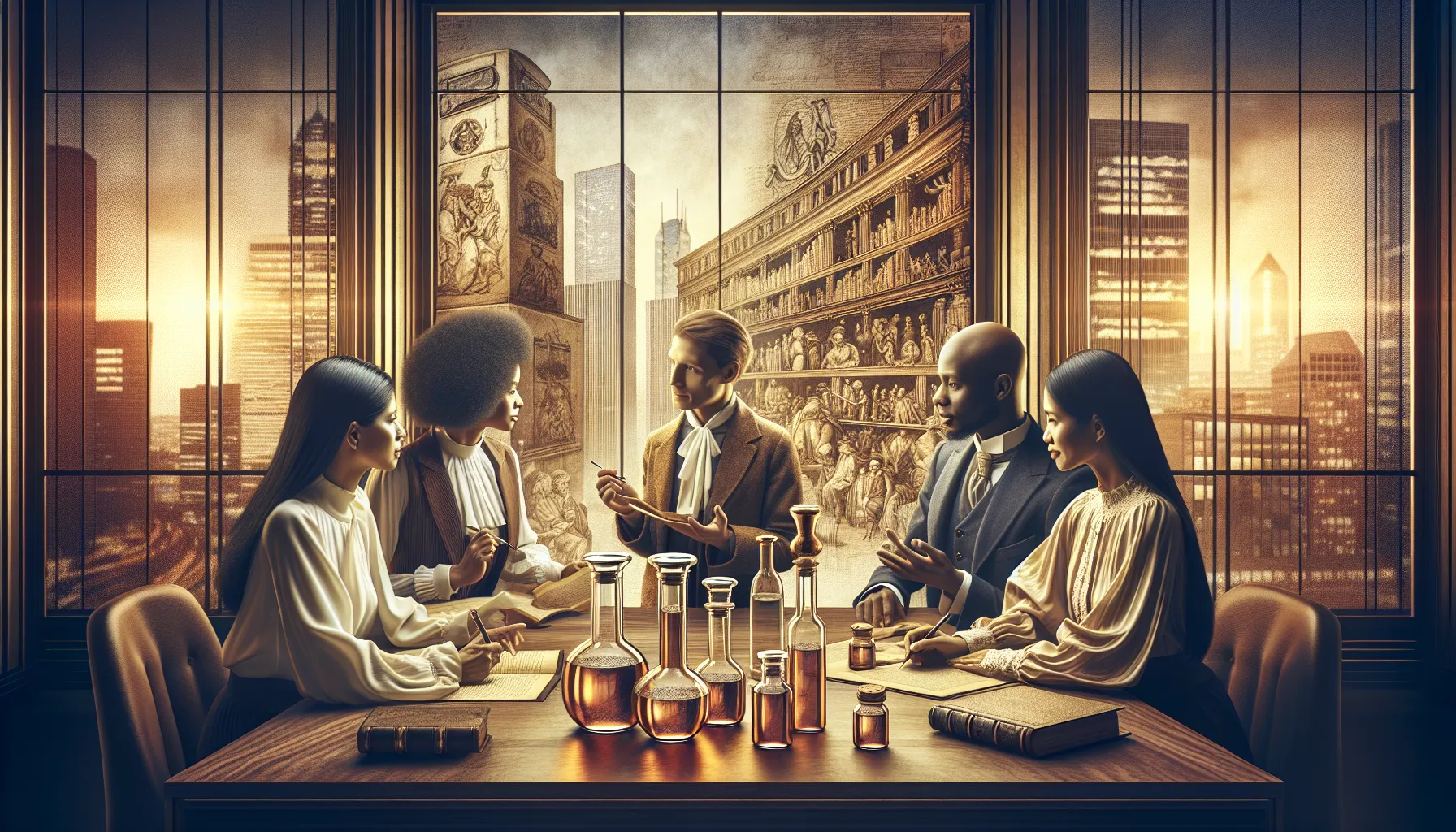 diverse professionals discussing the history of Manthaoilreat.