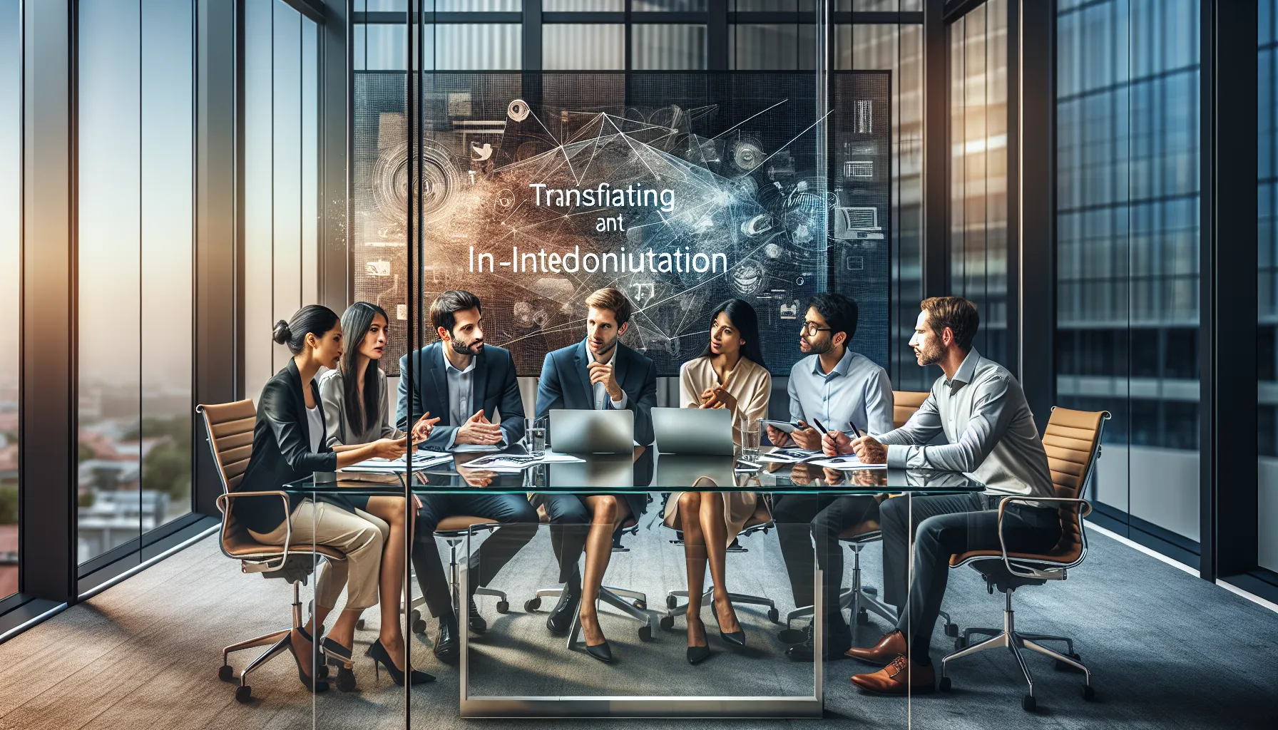 diverse professionals collaborating in a modern office setting.