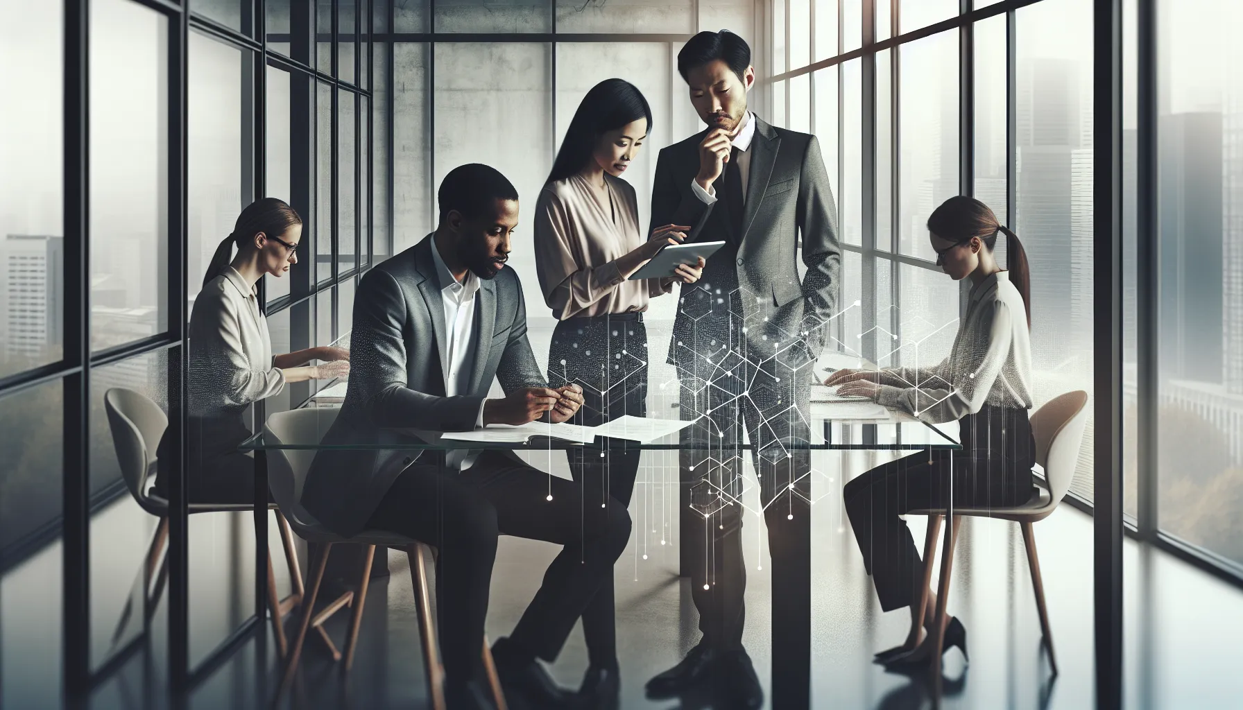 professionals discussing potential issues related to a phone number in a modern office.