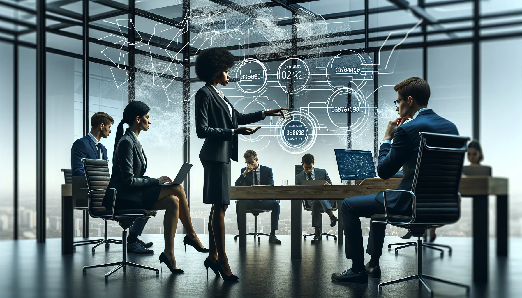 diverse team discussing data security challenges in a modern office.