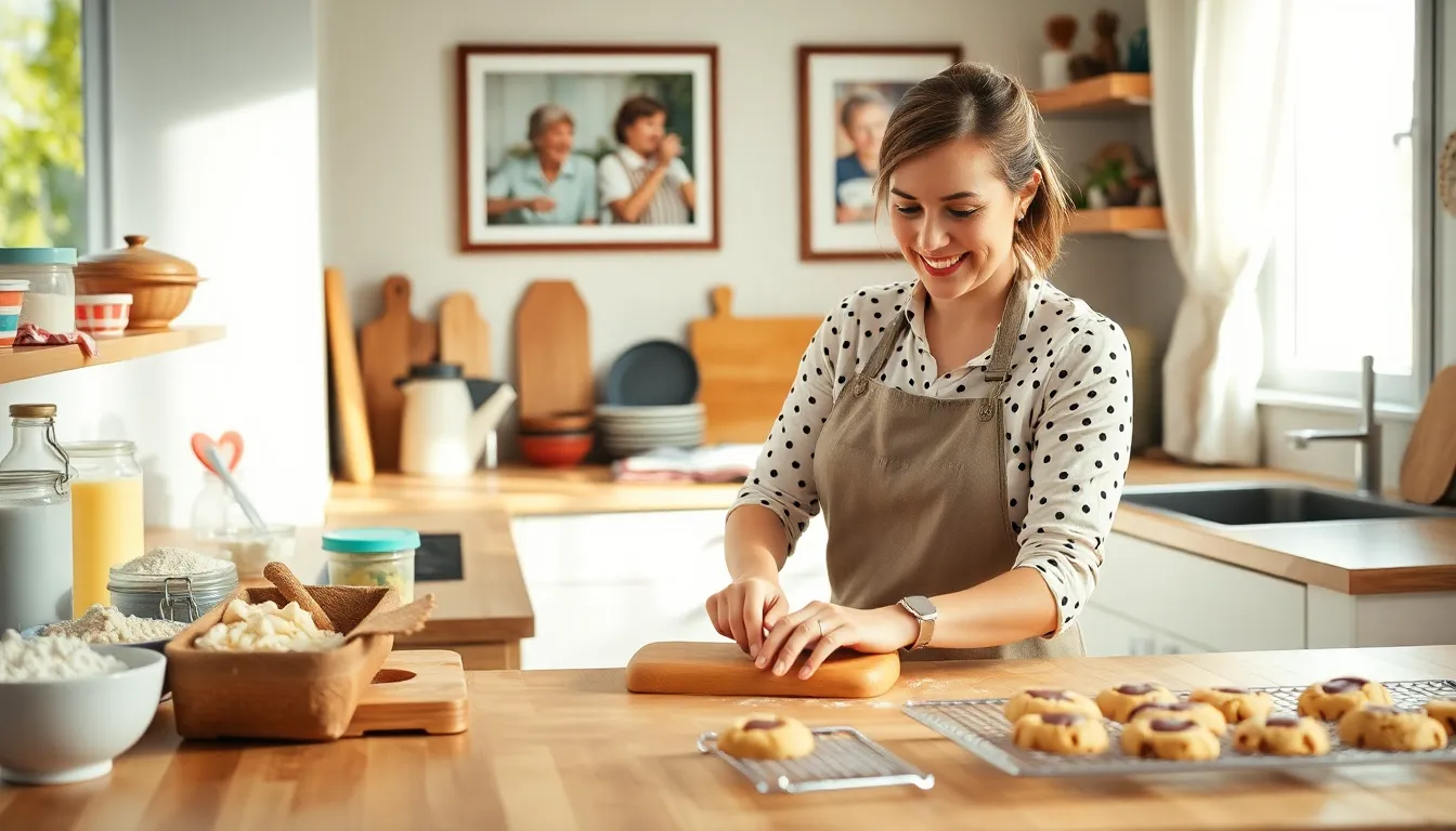 Baker Kelly Griffin in a warm kitchen, creating cookies with love.